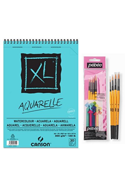 Canson Xl Watercolor Block A4 30 Yp.+ Pebeo 4-Piece Brush Set (set 2)