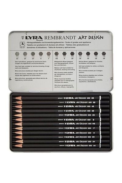Canson Professional Drawing Set A5 Sketch and Lyra Rembrandt Art Design Graduated Pencil Set 12 Pieces Metal Box