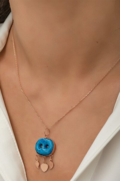 Midyat Nurtaş Gümüş Turkuaz Taşlı 925 Ayar Gümüş Midyat Süryani Nazar Kolyesi...