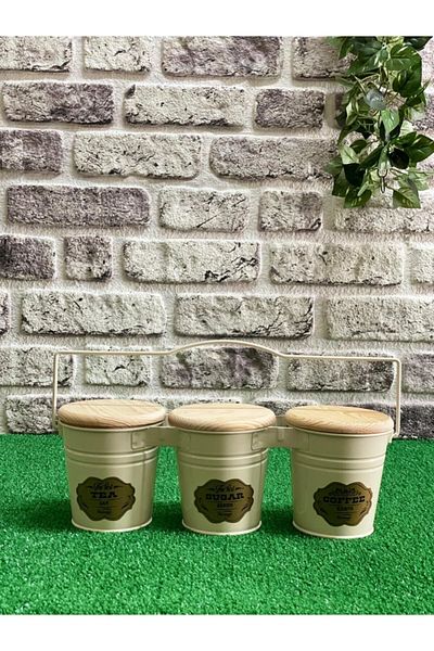 Feronyahome & Garden Set of 3 Round White Tea Sugar Coffee Storage Container with Wooden Lid