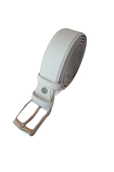 başkent çanta Boy's White Jeans and Fabric Trousers Belt