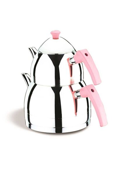 Akdeniz Zümrüt Aile Boy Pembe Bakalit Kulplu Çaydanlık