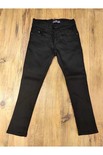 ALKANO Black Satin Girl's Trousers - Lycra