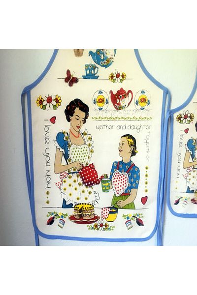 Yavuz Tekstil Liquid Proof Kitchen Apron 2 Pieces Mother-Daughter Set Model Guest Presentation