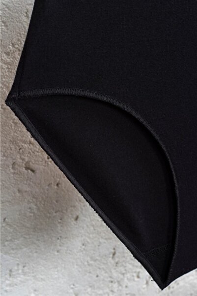 BSM Pachet de 6 chiloți negri din bumbac modal de înaltă calitate, natural, Batokom, cu talie înaltă