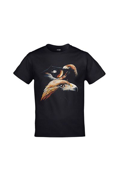 Orijin Tekstil Eyes Of Eagle Eagle Printed Unisex Μαύρο Tshirt