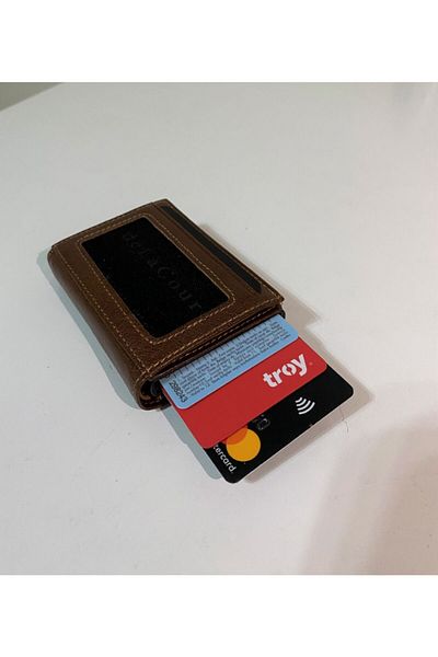 MKM Faux Leather Mechanical Wallet Card Holder