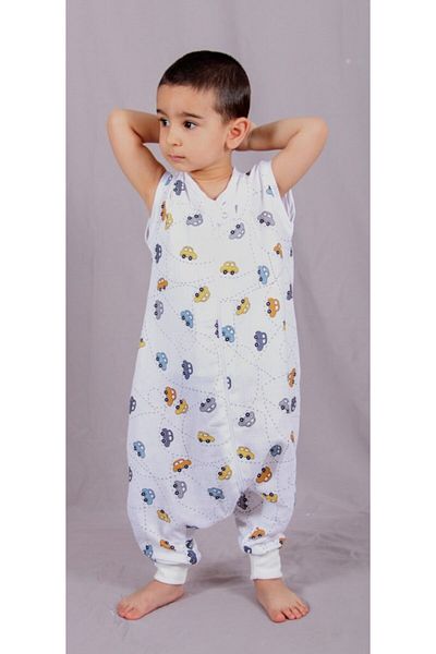 DİDABABY Summer - Sleeveless - Single Layer Muslin - Car Pattern Sleeping Bag (ROOM TEMPERATURE 27 DEGREES AND ABOVE)