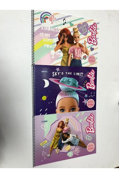 Gıpta 3 Pieces Barbie Licensed Spiral Picture Notebook 25*35 Size 15 Sheets