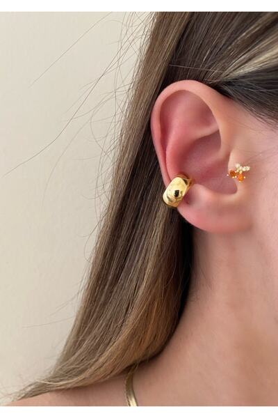 Okkostore Kadın Gold Renkli Kalın Halkalı Earcuff