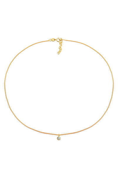 ELLI Labradorit Single 925 Sterling Silver Placat cu aur - Colier Choker pentru femei