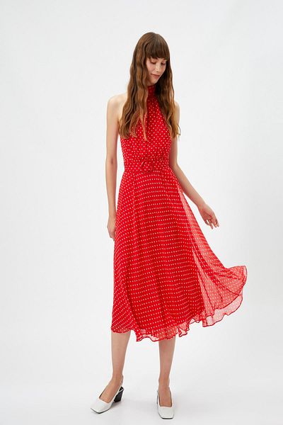 Koton Rot gemustertes Damenkleid