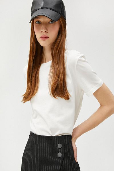 Koton Women's Ecru T-Shirt