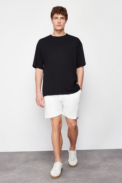 Trendyol Collection Šortky ze 100% bavlny s texturou Ecru – pravidelný střih TMNSS24SR00022