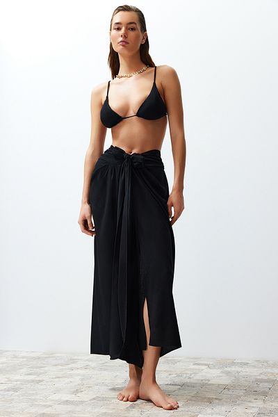 Trendyol Collection Black Midi Woven Beach Pareo Tbess24Pr00011