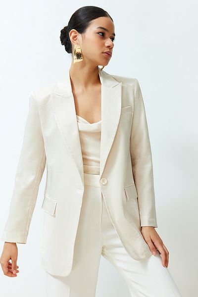 Trendyol Collection Μπουφάν σακάκι πέτρας Oversize Satin Woven TWOSS24BC00033