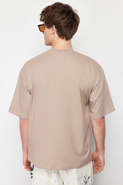 Trendyol Collection Βαμβακερό μπλουζάκι Oversize Mink Colored - TMNSS22TS0318