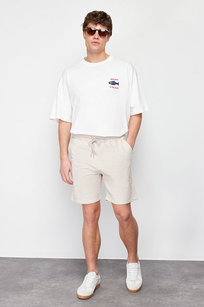 Trendyol Collection Βιζόν κανονική/κανονική εφαρμογή Puffy Letter εμπριμέ σορτς TMNSS24SR00032