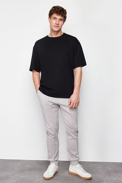 Trendyol Collection Limited Edition Stone Regular/Normal Cut Ribbed Stitched Tok Fabric Sweatpants Tmnss24Ea00004