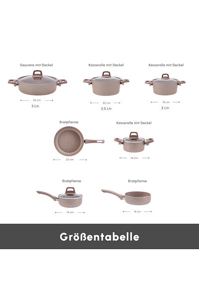 Karaca Biogranit Rosegold 12-teiliges Kochgeschirr-Set Topfset Basic Topfset Griffe