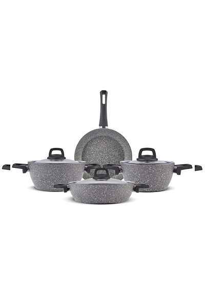 Karaca Gris Bio Granit 7-teiliges Topfset/Pfannenset, Antihaftbeschichtung, Induktion
