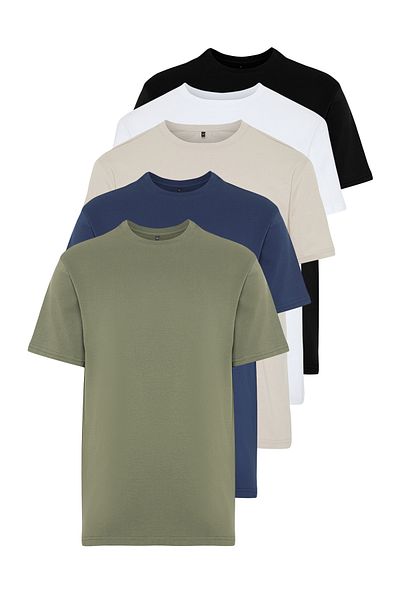 Trendyol Collection 5 darab színes alap pamut póló csomag - TMNSS24TS00082
