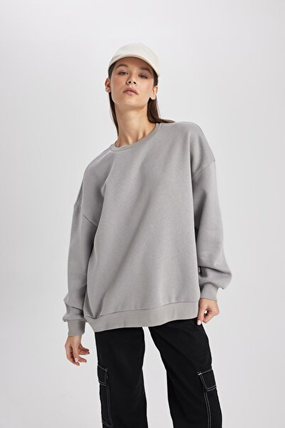 DeFacto Oversize Fit Crew Neck Thick Basic Sweatshirt Y1346Az23Wn