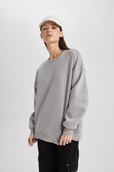DeFacto Oversize Fit Crew Neck Thick Basic Sweatshirt Y1346Az23Wn