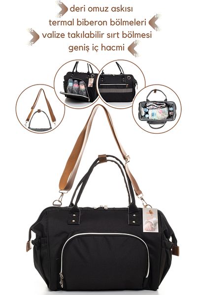 Sahra Elegance Stain Resistant Waterproof Thermal Compartment Mother Baby Care Shoulder and Hand Bag with Strap