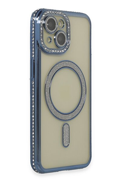 cepmoda غطاء هاتف فاخر لآيفون 15 مع تقنية ماج سيف وحواف لامعة - أزرق داكن