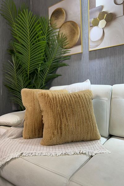Paris Life Калъфка за възглавница с плюшен заек и цвят Milky Coffee - вносен първокласен плат
