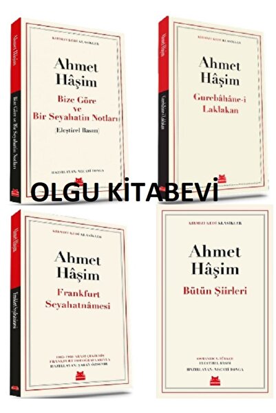 Kırmızı Kedi Yayınları Bütün Şiirleri - Gurebahane-i Laklakan - bize göre - Frankfurt Seyahatnamesi / 4 kitap - Ahmet Haşim
