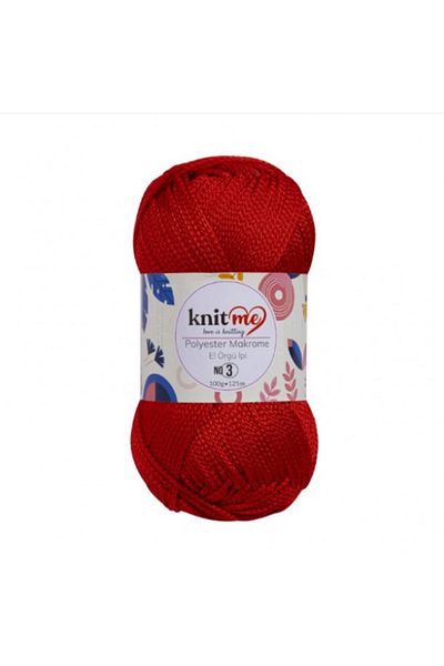 knitme 3 ملم بوليستر مكرامية 100 جرام حبل للحياكة اليدوية 819 أحمر