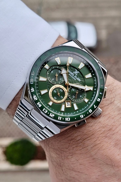 Daniel Klein Kadranı Yeşil Kordonu Gümüş Renk 24 Ay Garantili Fonksiyonlu Erk...