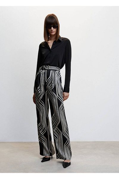 MANGO Woman Patterned Palazzo Trousers