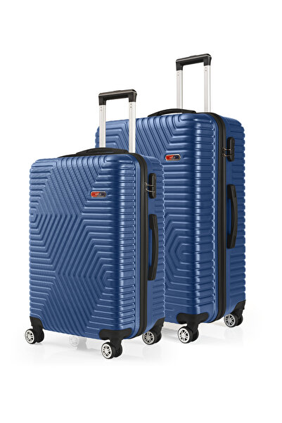 G&D Polo Suitcase Abs Orta Ve Büyük Boy Çivit Mavi 2'li Valiz Seti 600.05-B