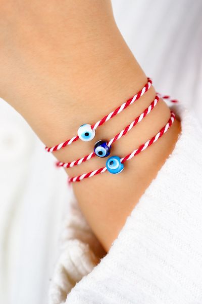 Kübüşün Atölyesi Ka-014 Marteniçka Bracelet - Blue Evil Eye Beaded
