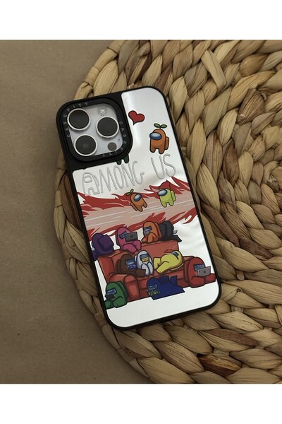 Iphone 14 Pro Max (6.7 inch) Compatible Casefity Mirrored Case Among Us Patterned Premium Cover