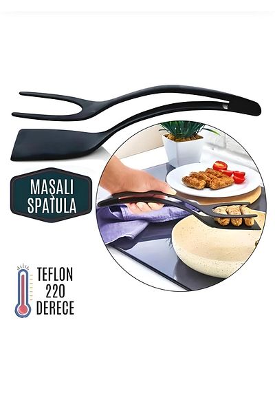 lawrenceshop 3 Pieces Practical Spatula with Tongs Resistant to 220 Degrees Hard Plastic Serving for Teflon