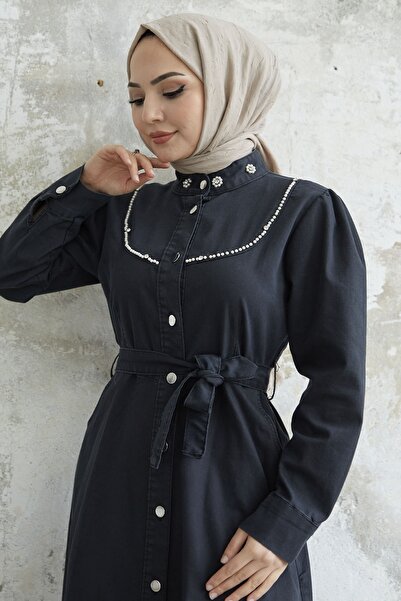 InStyle Pearl Detail öves farmer ruha - szürke