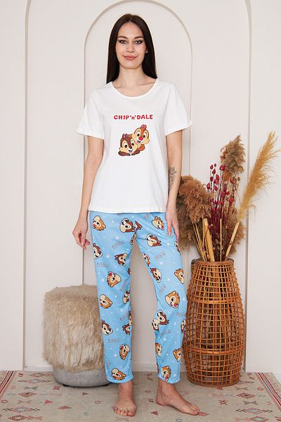 PEMBİŞ HOMEWEAR Set pijamale cu mânecă scurtă Chıpn Dale, albastru