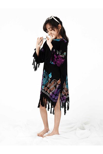UnyTex Children's Summer Trend Anatolian Pattern Kaftan Kimono - Belted - Hand Printed