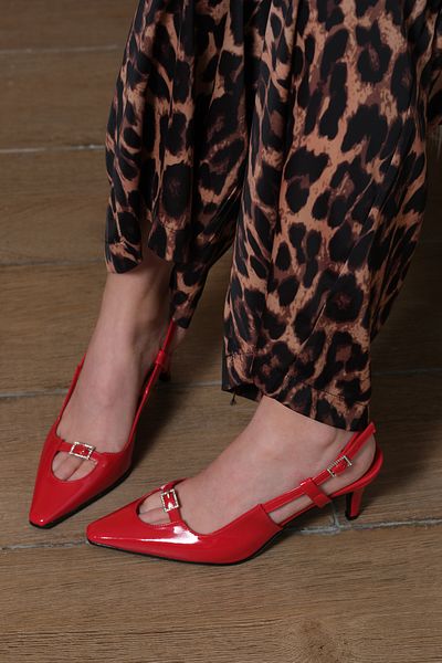 Sibel Durmaz Line Red Blunt Toe Stiletto Sandals