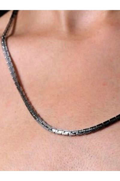 TÜKKAN ACCESSORİES 316L CERRAHİ STEEL 3 MM 60 CM STEEL NECKLACE 3 SIZES INNER SQUARE -COL143