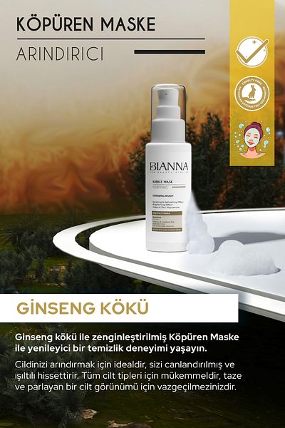 Bianna Foaming Mask Bubble Mask with Ginseng Extract and Soothing Foaming Mask - 75 ml