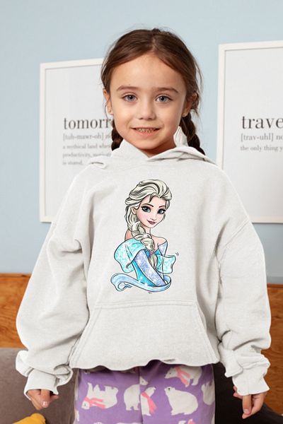 AEMİ Hanorac cu glugă cu imprimeu Frozen Elsa pentru copii