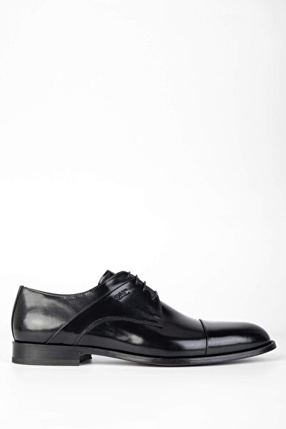 Tamer Tanca Men's Genuine Leather Black Leather Classic Shoes