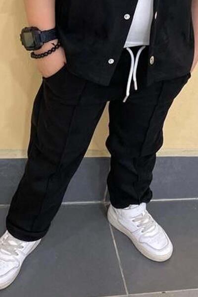 Riccotarz Αγορικό σουέντ μπουφάν με κουμπωτά και σετ μαύρης φόρμας