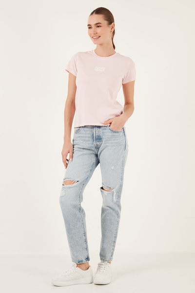 Levi's 501 Pantaloni de blugi cu picior drept, cu detaliu rupt din bumbac, cu...