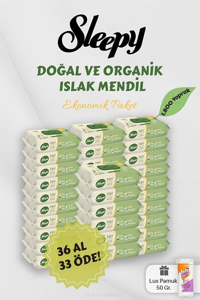 Sleepy Organic Wet Wipes BUY 36 GET 33